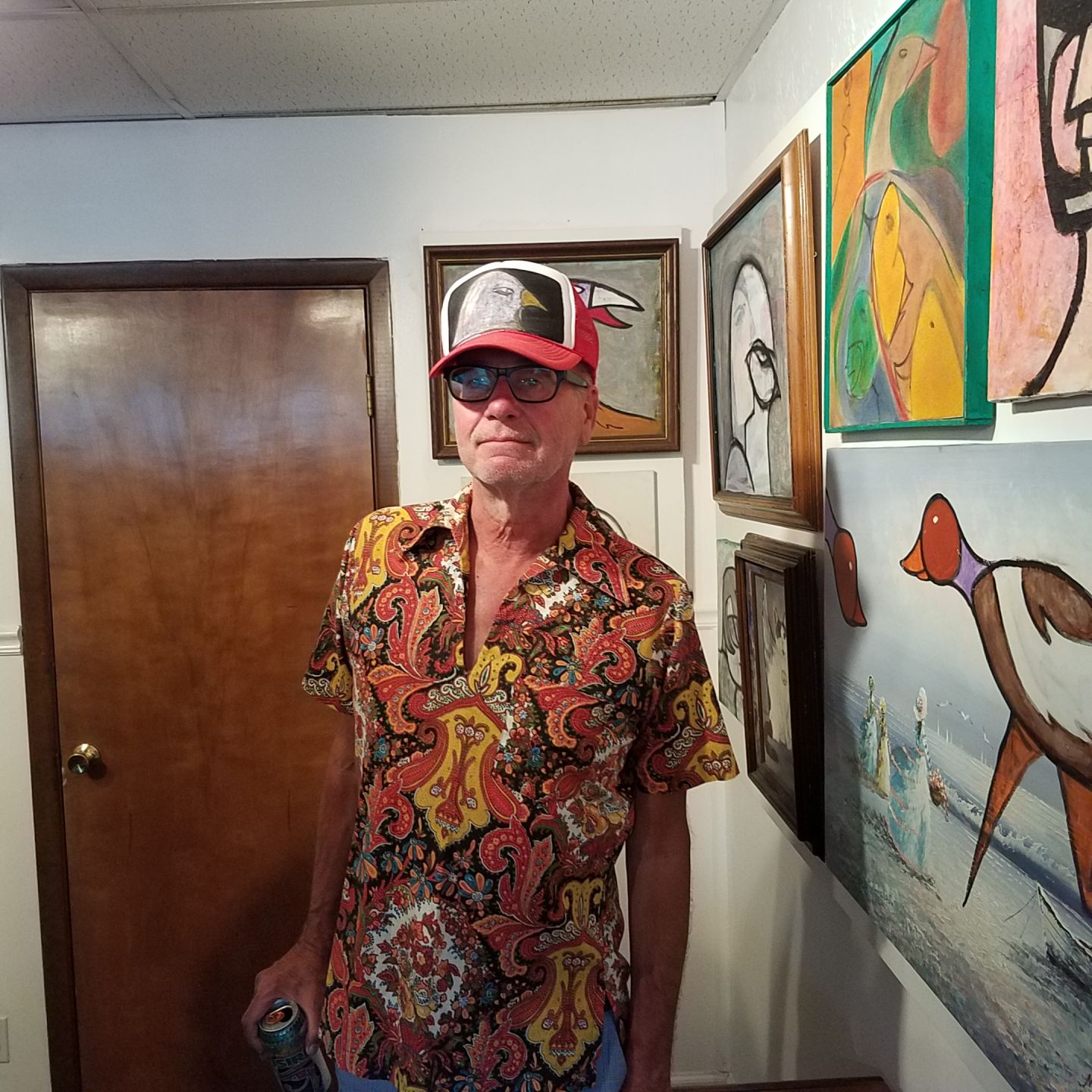 John Clark with his artwork